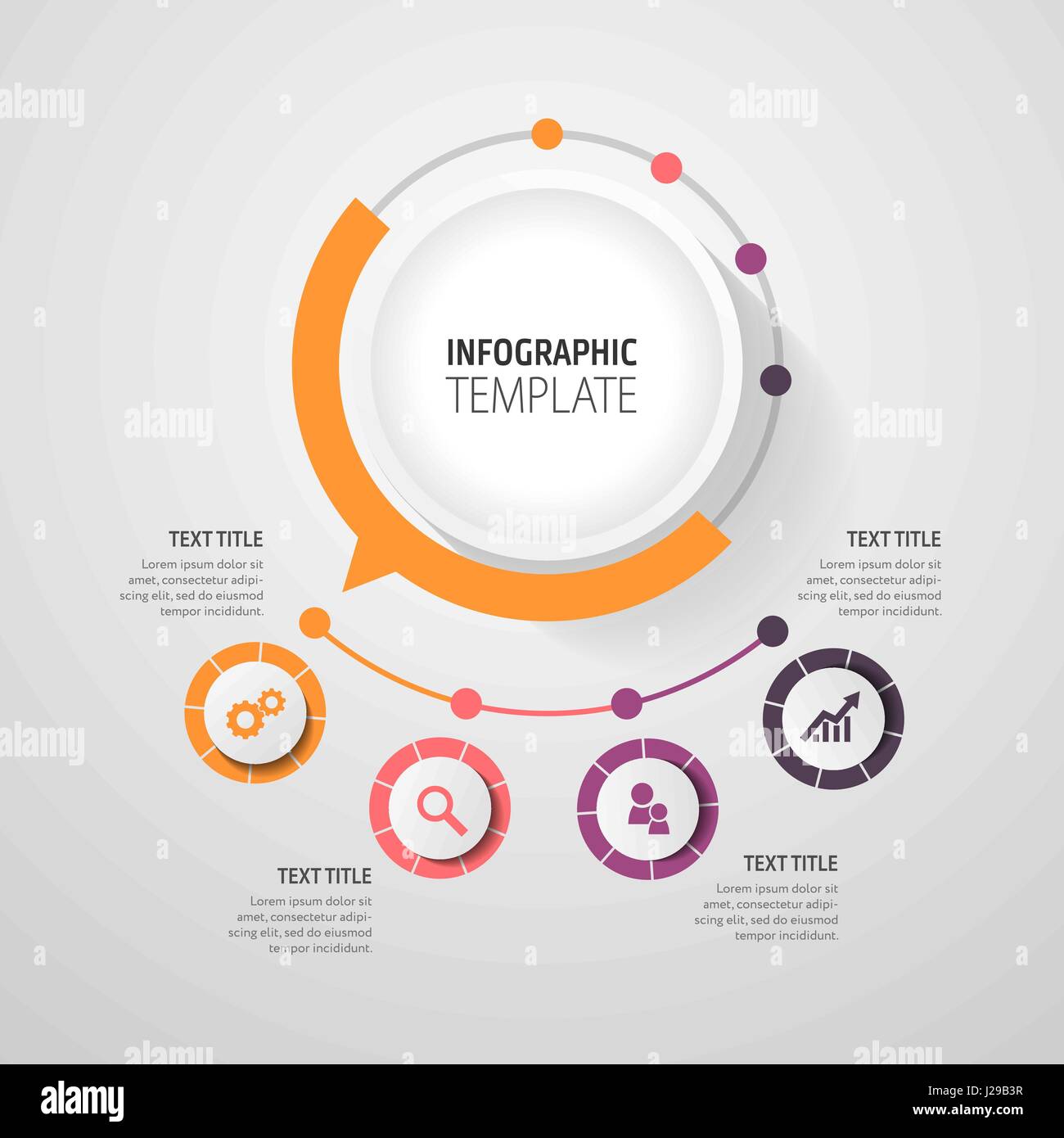 Infografik Geschäftskonzept - Vektor-Set der Infografik Elemente im flachen Design-Stil für Präsentation, Broschüre, Website. Vektor-Icons set. Stock Vektor