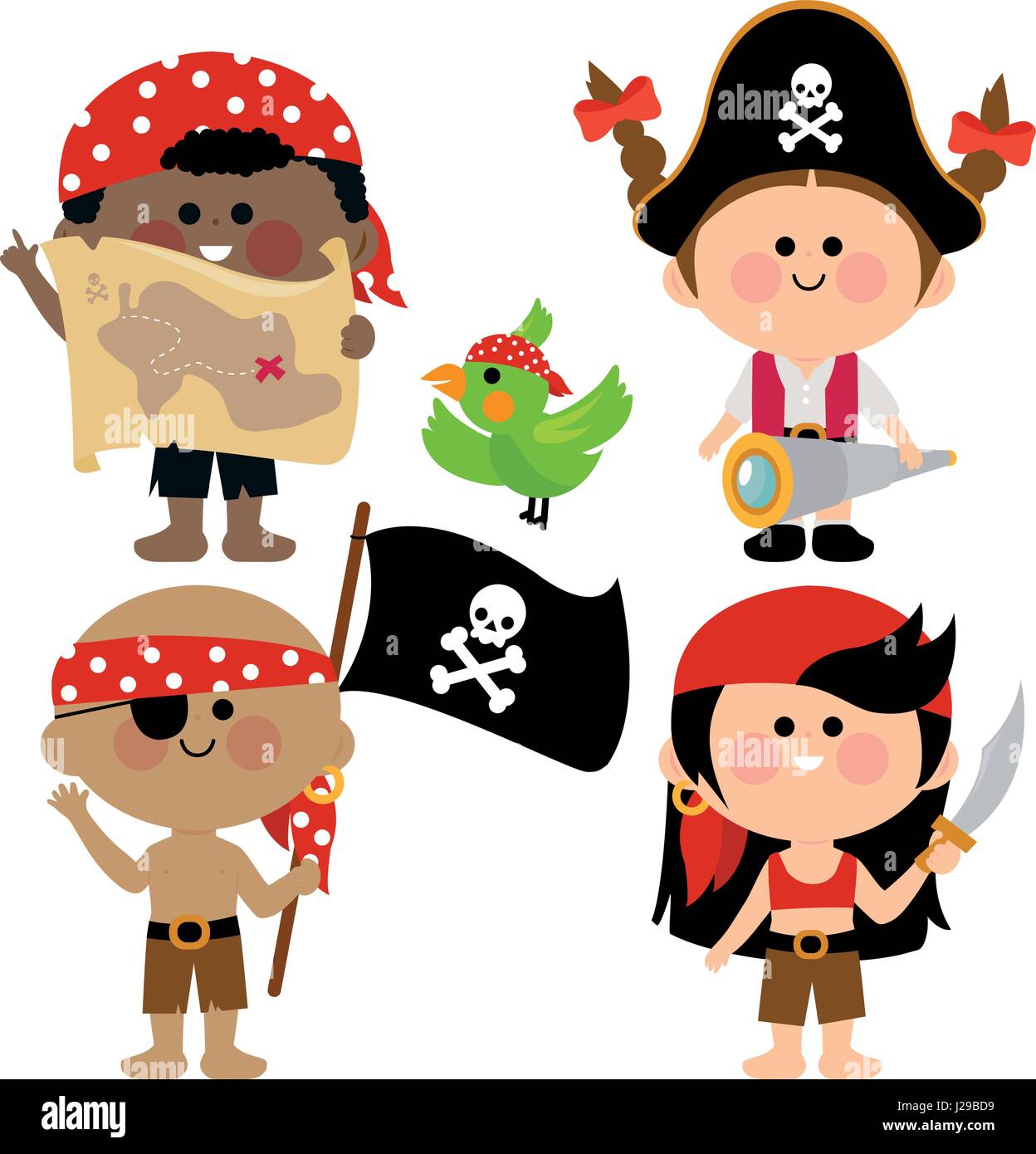 Piraten Kinder. Vektor-Illustration der Kinder Piraten Stock-Vektorgrafik -  Alamy