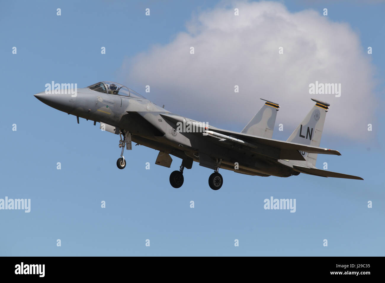Lakenheath, Suffolk, England, 25. April 2017 - USAF F15 Jet basierend auf RAF Lakenheath Stockfoto Lakenheath, Suffolk, England, 25. April 2017 - USAF F15 Jet basierend auf RAF Lakenheath Stockfoto