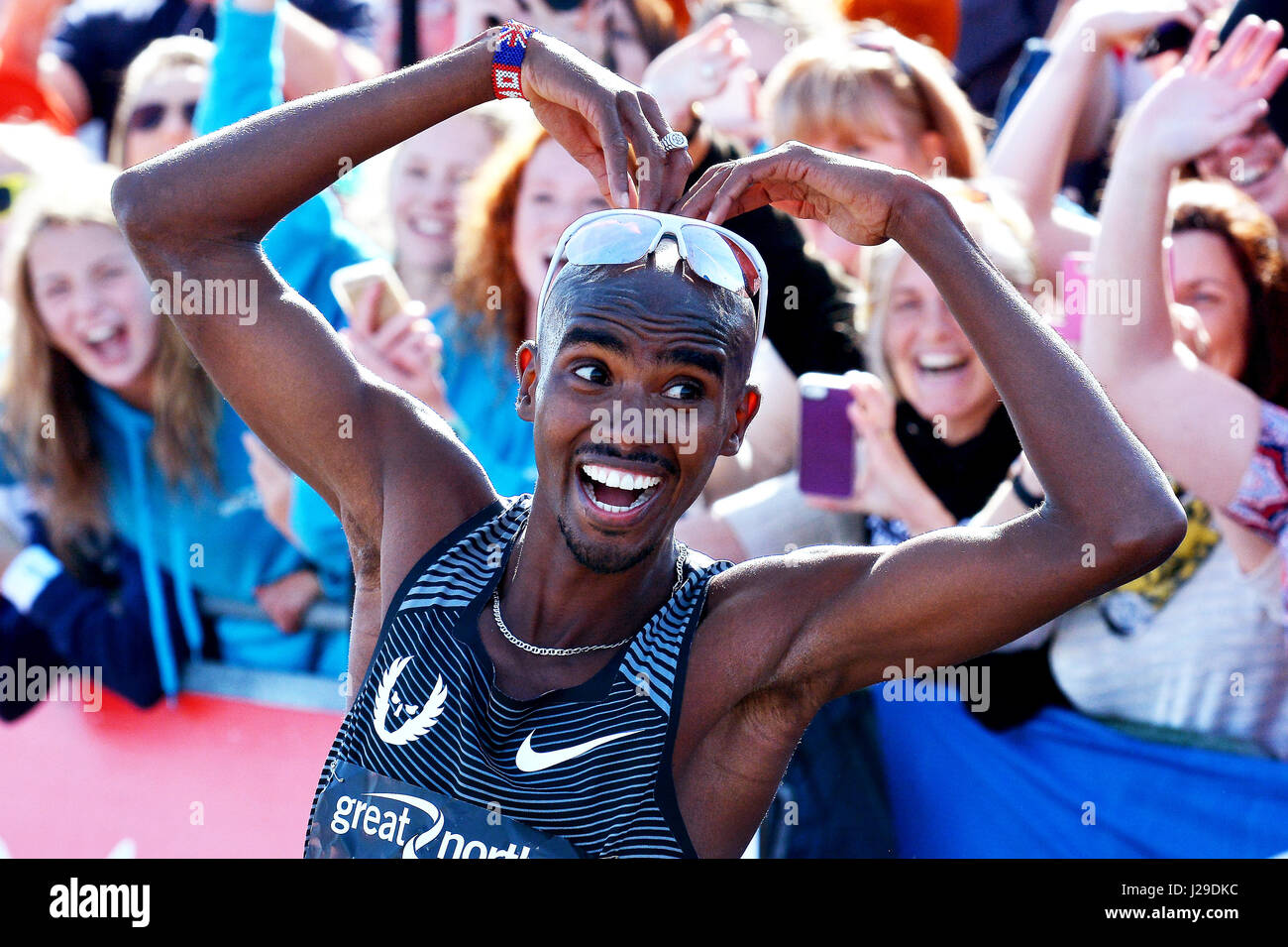 Sir Mo Farah gewann den Great North Run Stockfoto