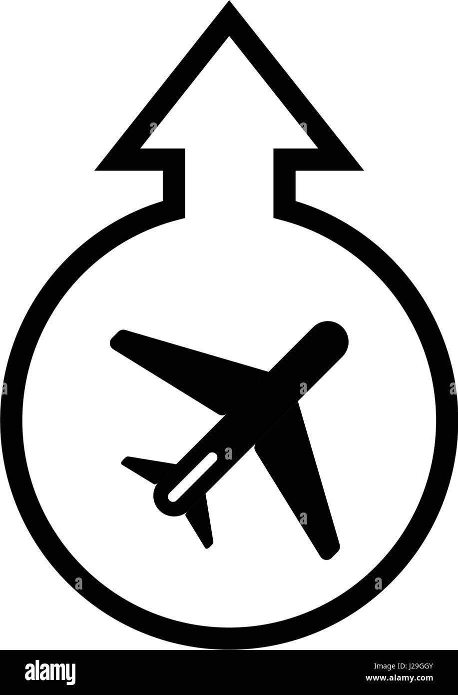 Vektor Icon, Airport-Symbol. Start und Landung des Flugzeugs. Isoliert auf weißem Hintergrund. Stock Vektor