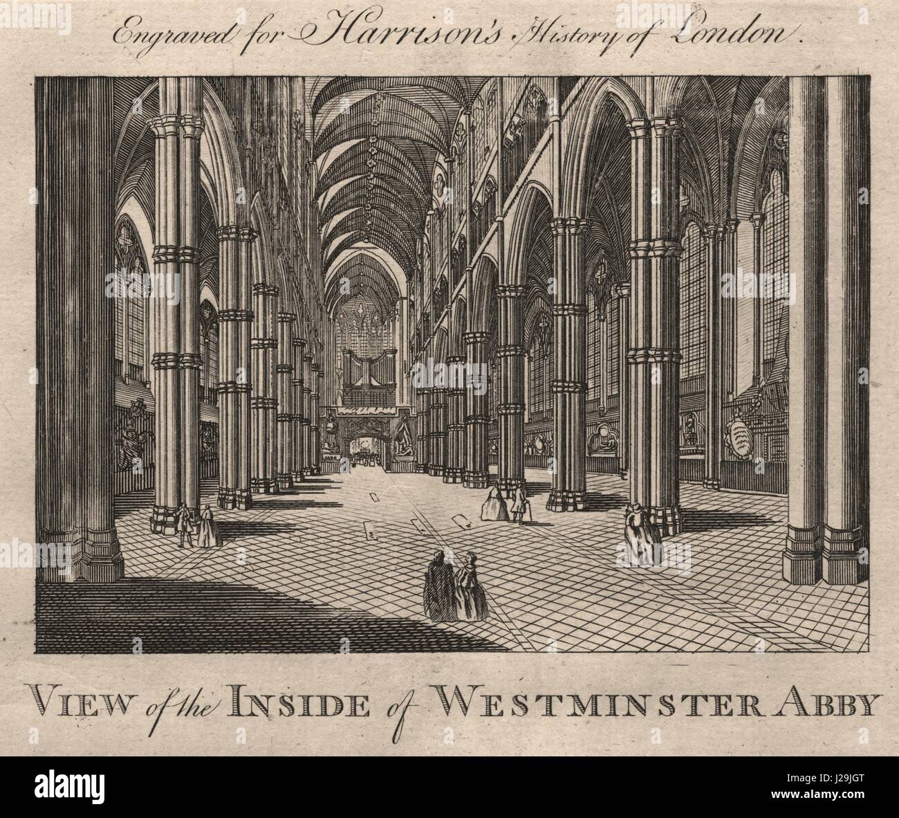 "Blick auf die Innenseite der Westminster Abby' [Abtei], London. HARRISON 1776 print Stockfoto