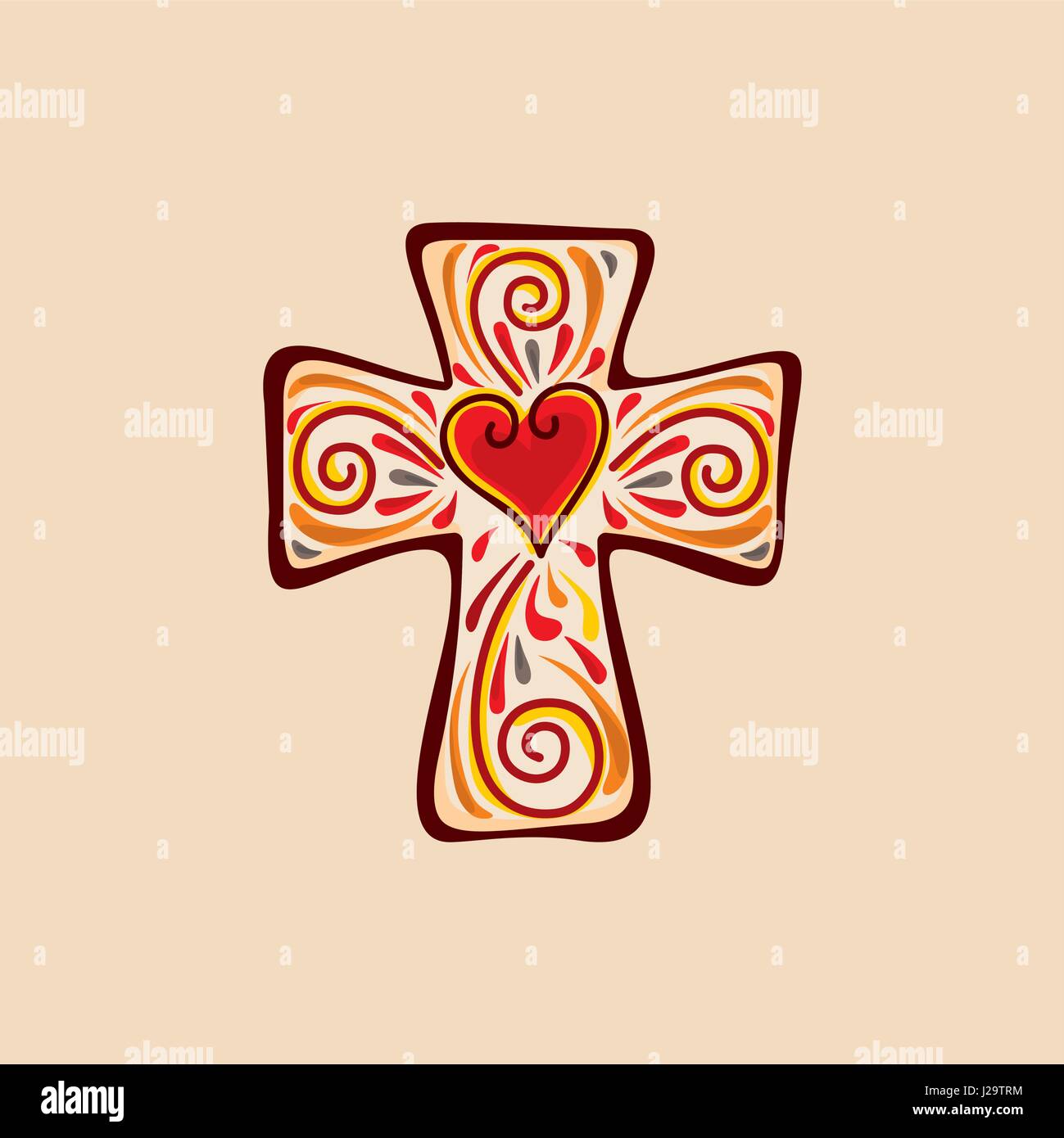 Logo der Kirche. Dekorative Kreuz Stock Vektor