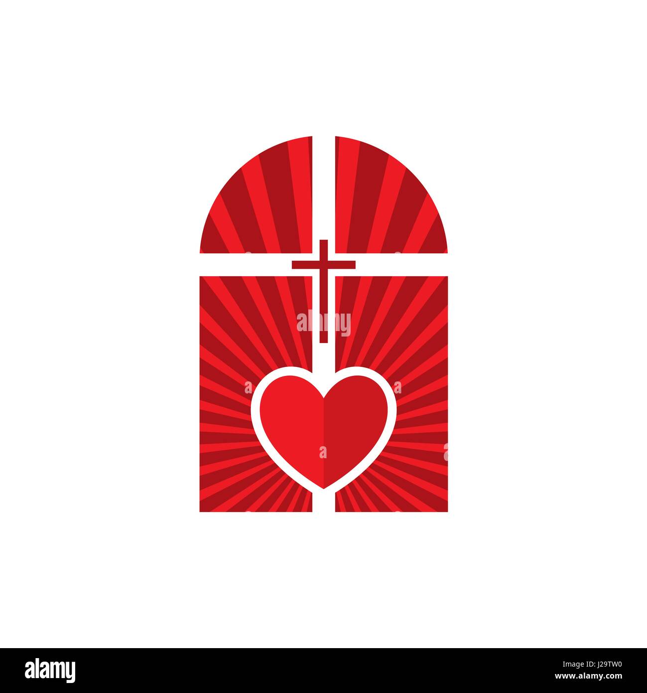 Logo der Kirche. Kreuz und Herz Stock Vektor