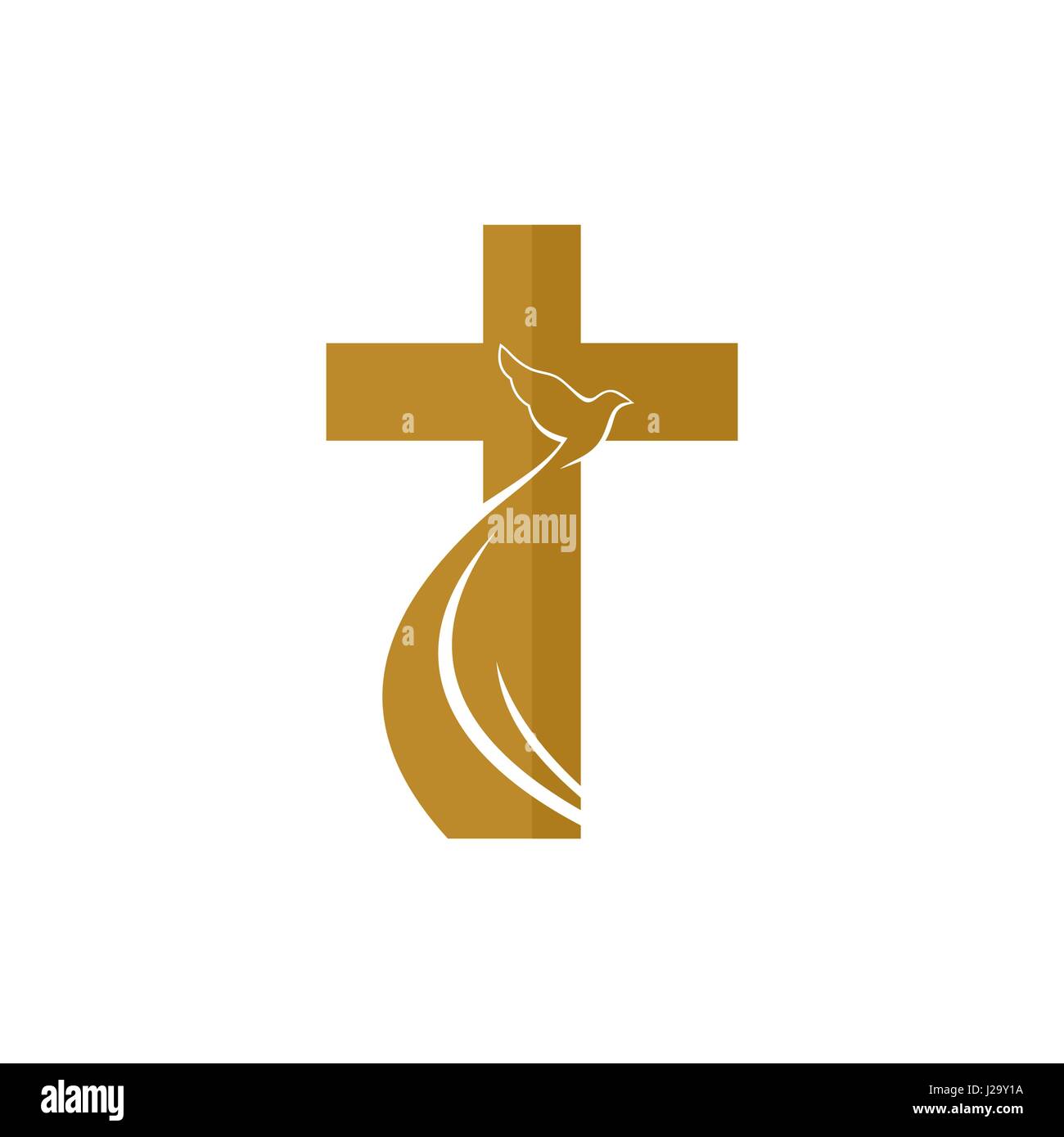 Das Kreuz Jesu und die fliegende Taube Stock Vektor