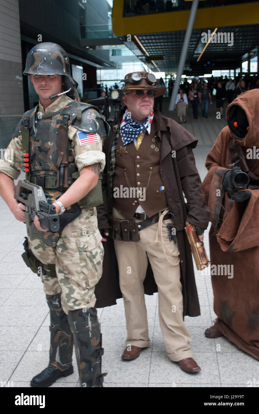 Cos Spieler auf der Worldcon / Loncon Science Fiction Convention Stockfoto