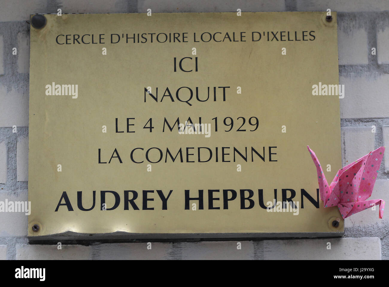 Die Wiege der Filmschauspielerin Audrey Hepburn in der Gemeinde Ixelles Brüssel Belgien 4. Mai 1929. 48 Rue Keyenveld Stockfoto