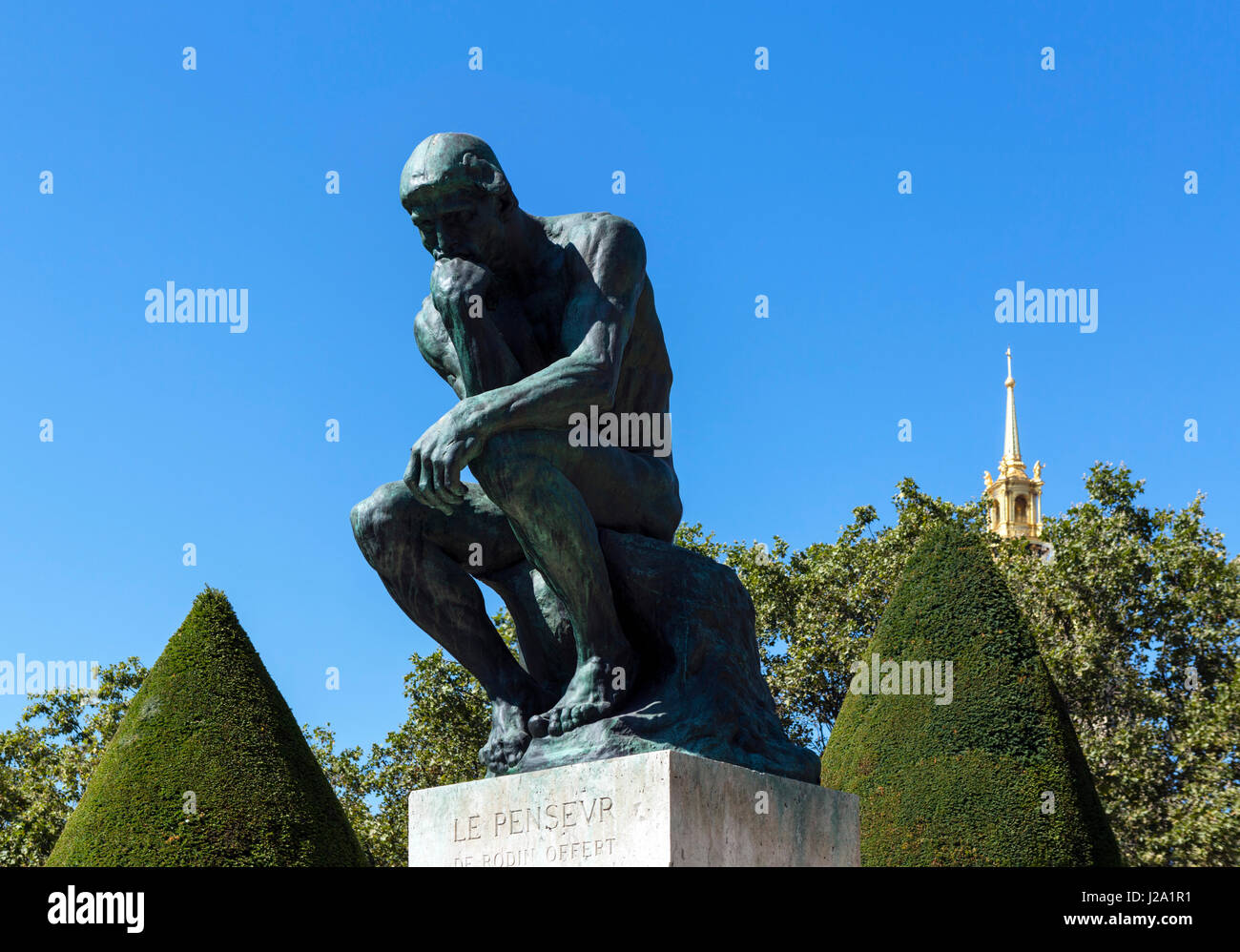Auguste Rodinâ€™ s Le lange (der Denker) bei dem Musée Rodin, Paris, Frankreich Stockfoto