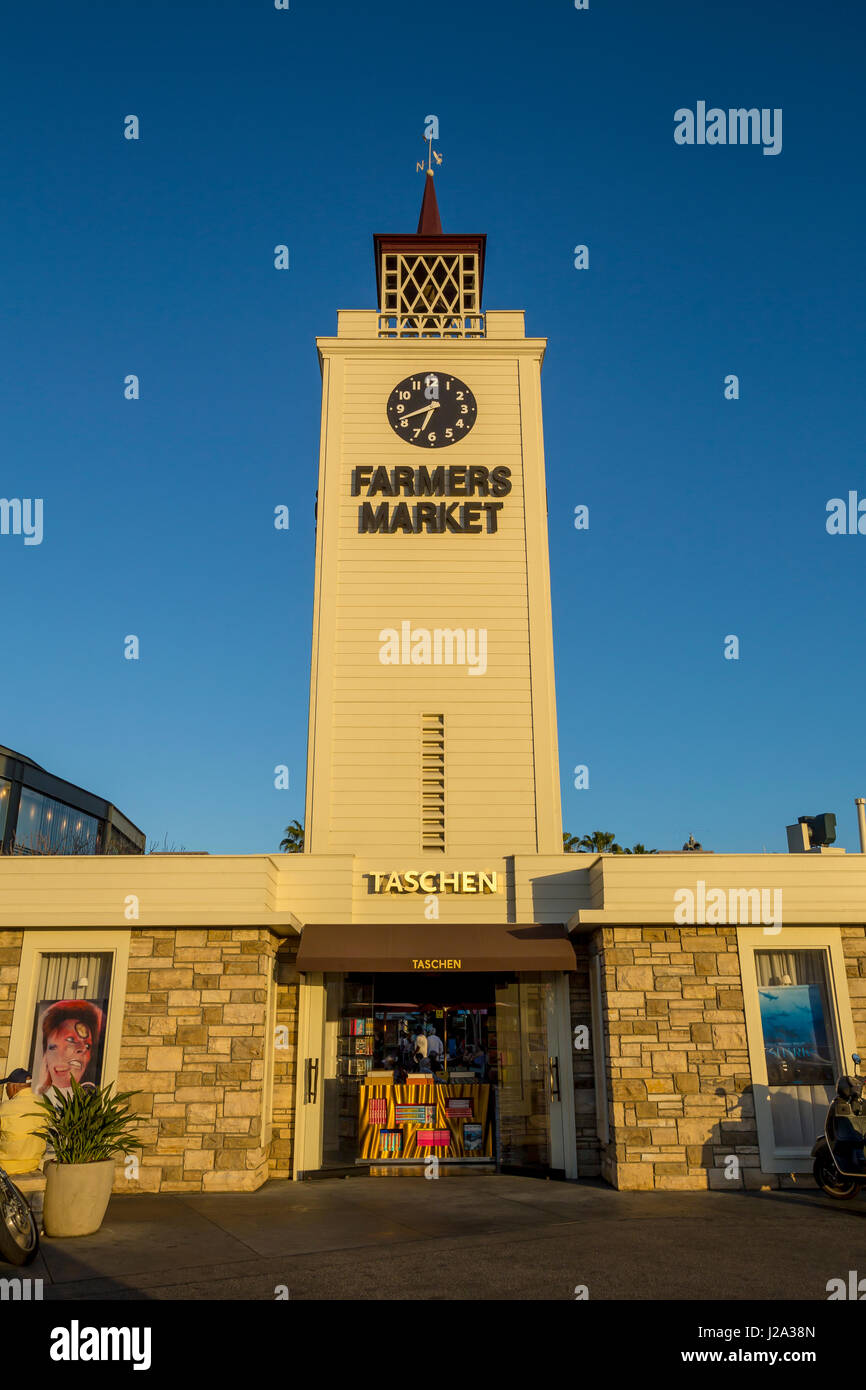 Uhrturm, Bauern Markt, 3rd Street und Fairfax Avenue, Los Angeles, Kalifornien Stockfoto