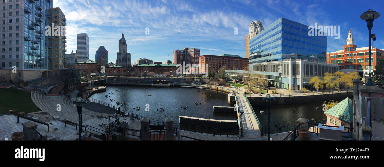 Ein Panorama der Innenstadt von Providence, Rhode Island Stockfoto