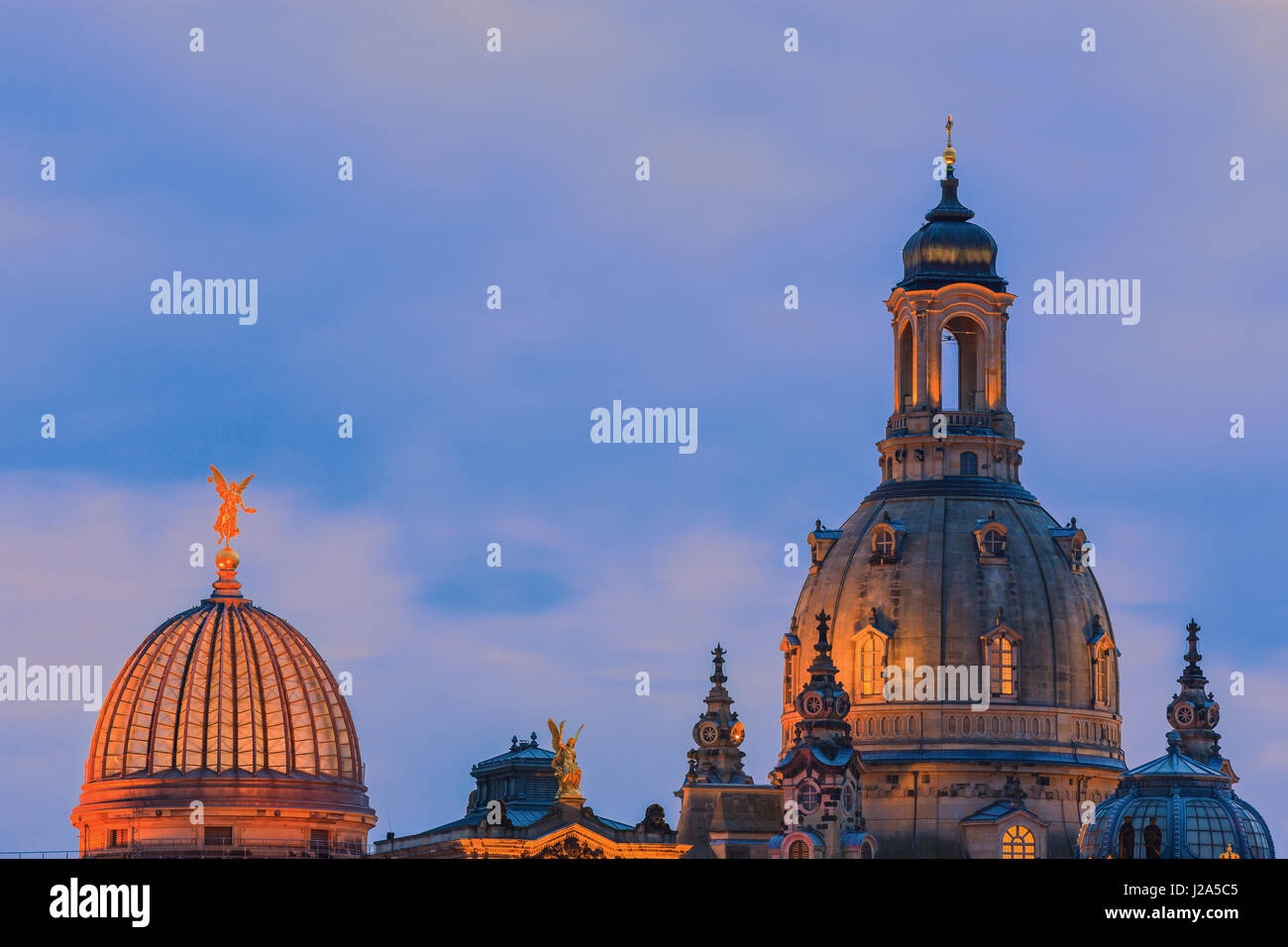 Die Frauenkirche (Liebfrauenkirche), eine evangelisch-lutherische Kirche in Dresden, der Hauptstadt des deutschen Bundeslandes Sachsen Stockfoto