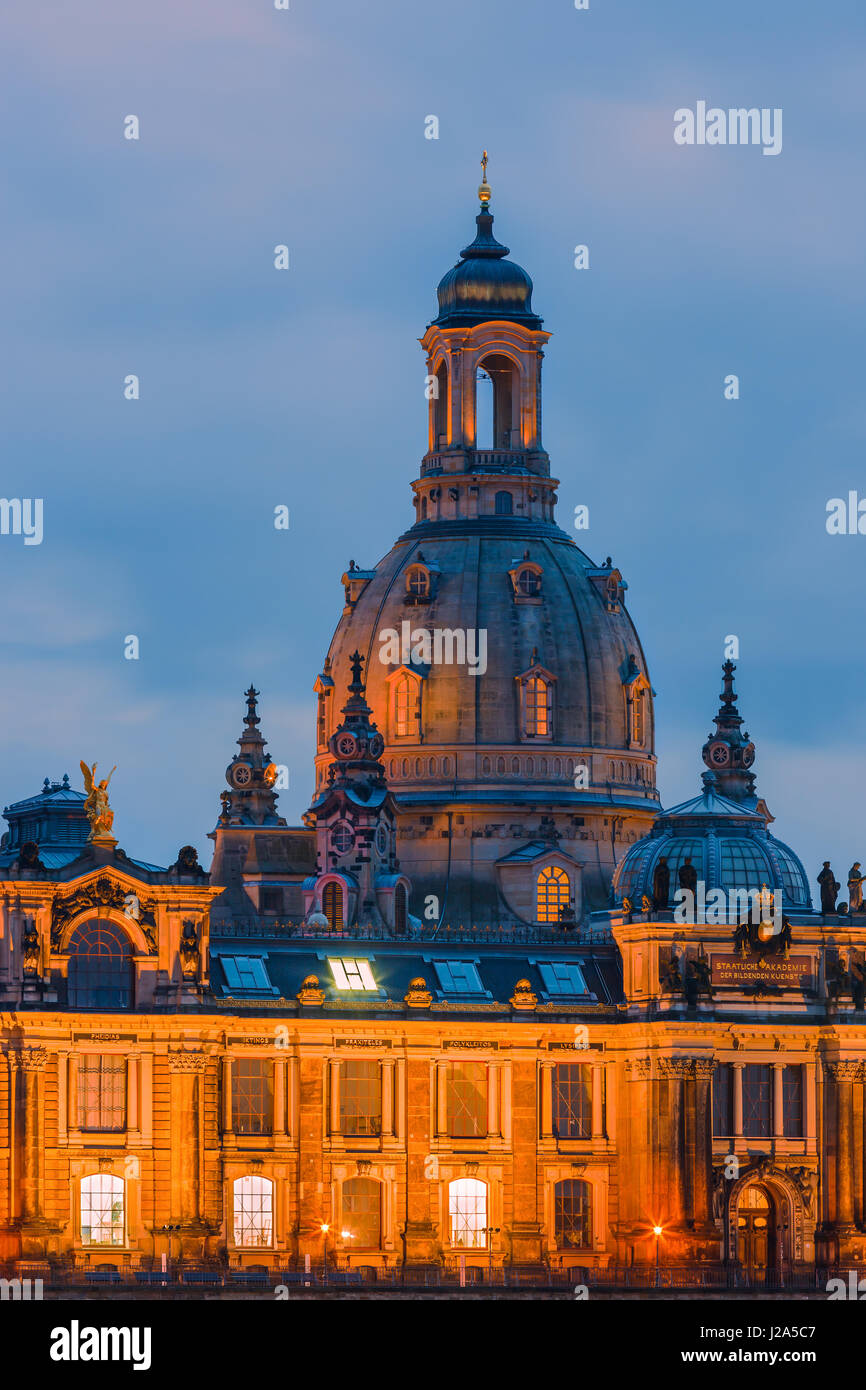 Die Frauenkirche (Liebfrauenkirche), eine evangelisch-lutherische Kirche in Dresden, der Hauptstadt des deutschen Bundeslandes Sachsen Stockfoto