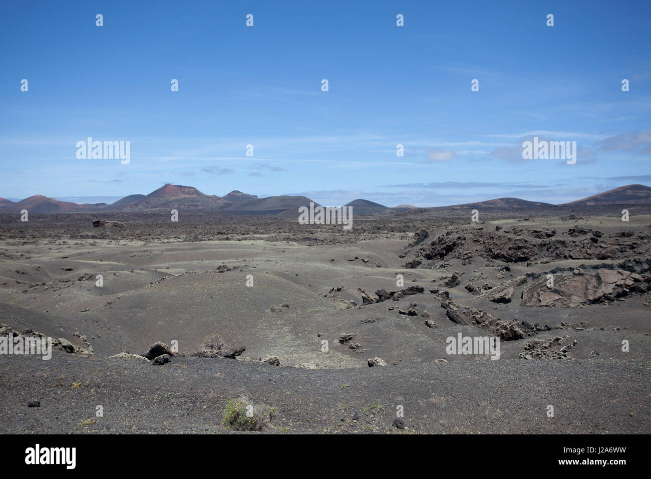 Lavalandschaft auf Lanzarote zu trocknen. Stockfoto