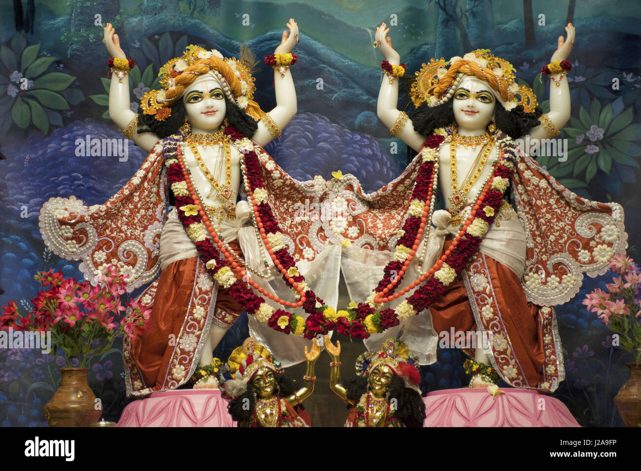 Radha Krishna Gottheit Idol. ISKCON Tempel, Pune, Maharashtra Stockfoto