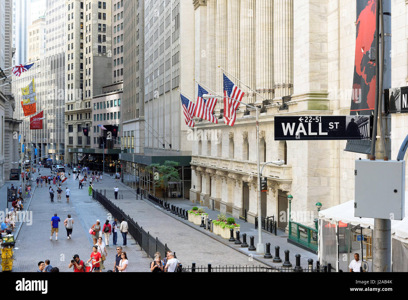 Der New Yorker Börse an der Wall Street in New York. Stockfoto