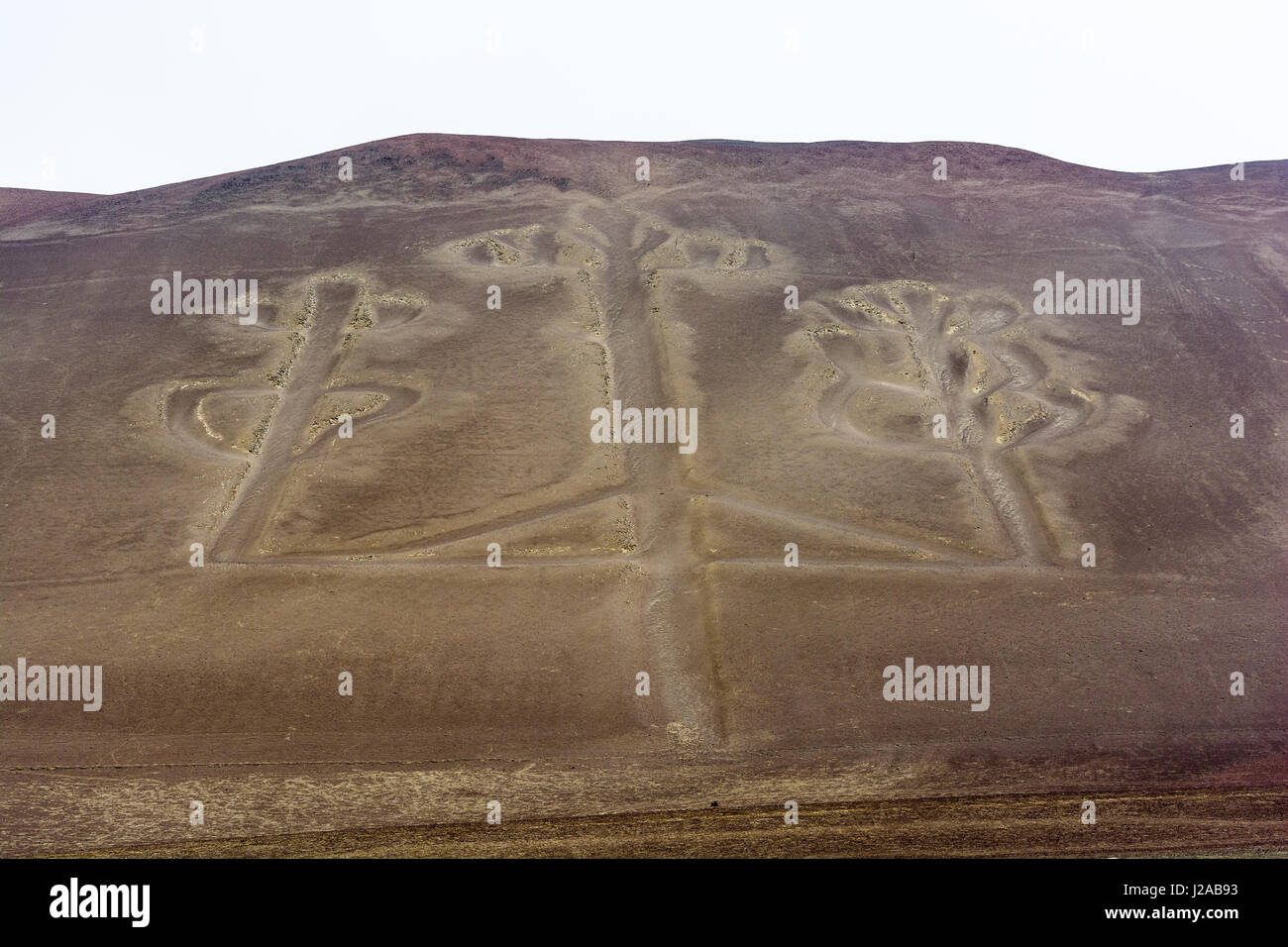 Ica, Peru Pisco, der geheimnisvolle "El Candelabro', eine prähistorische Geoglyph unklaren Ursprungs Stockfoto