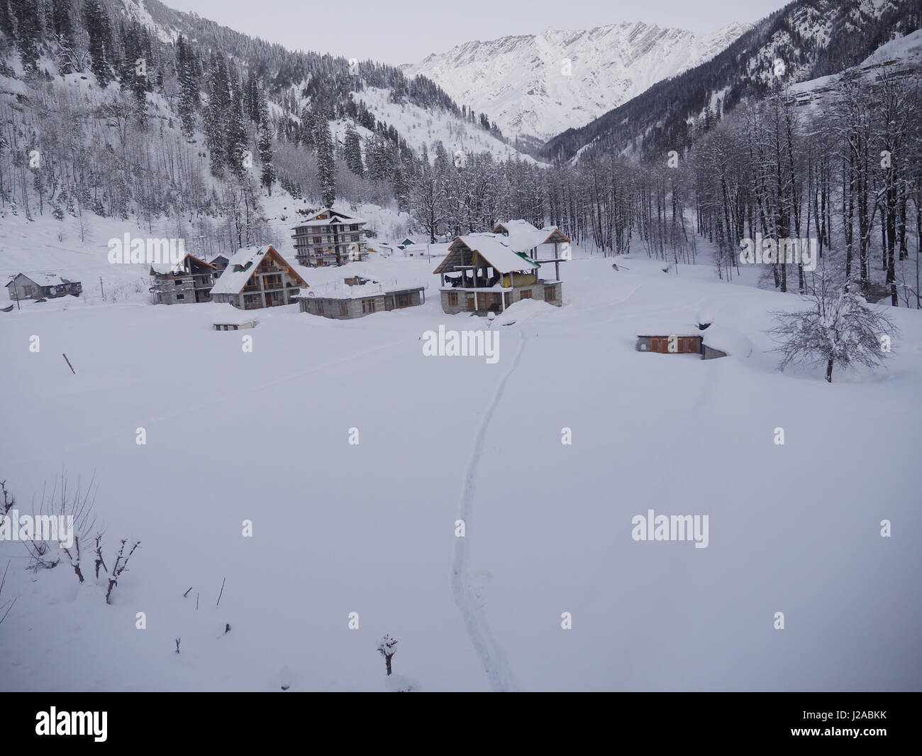 Häuser in Schneeberge Stockfoto