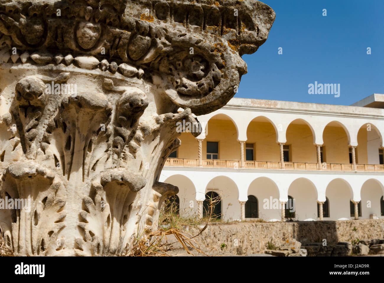 Korinthische Kapitell, Karthago National Museum, Byrsa-Hügel, punischen Website von Karthago, UNESCO World Heritage Site, Tunesien, Nordafrika Stockfoto