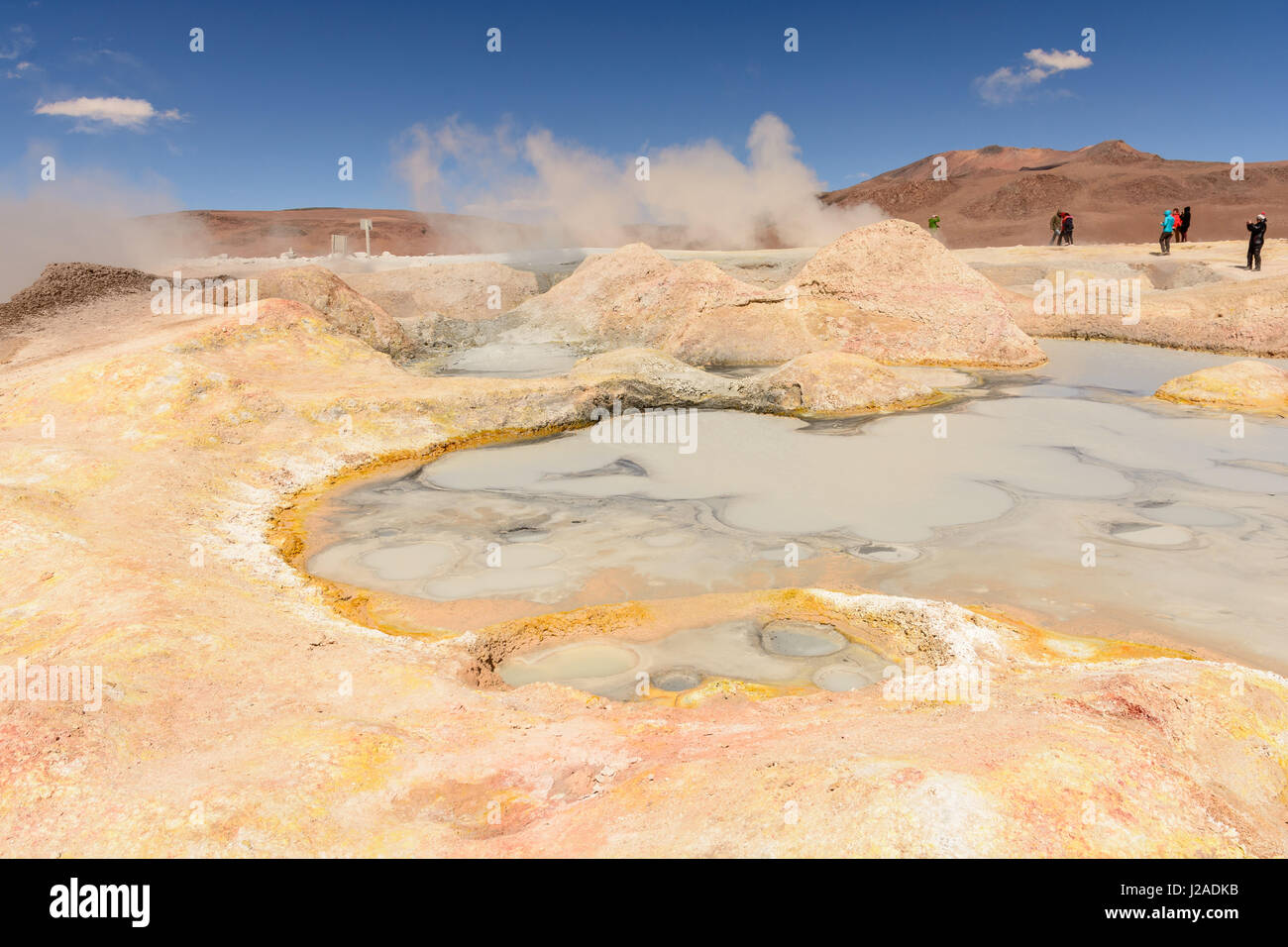 Bolivien, Departamento de Potosí, Sur Lípez Schlammvulkan in 5000 m Höhe Stockfoto