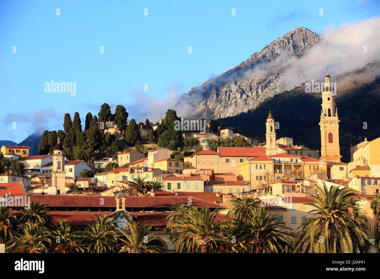 Menton, Alpes Maritimes, Côte d'Azur, Côte d'Azur, Frankreich, Europa Stockfoto
