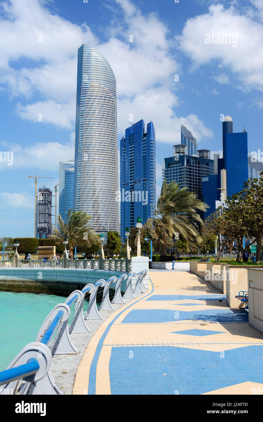 Uferpromenade Corniche in Abu Dhabi, Vereinigte Arabische Emirate, Naher Osten Stockfoto