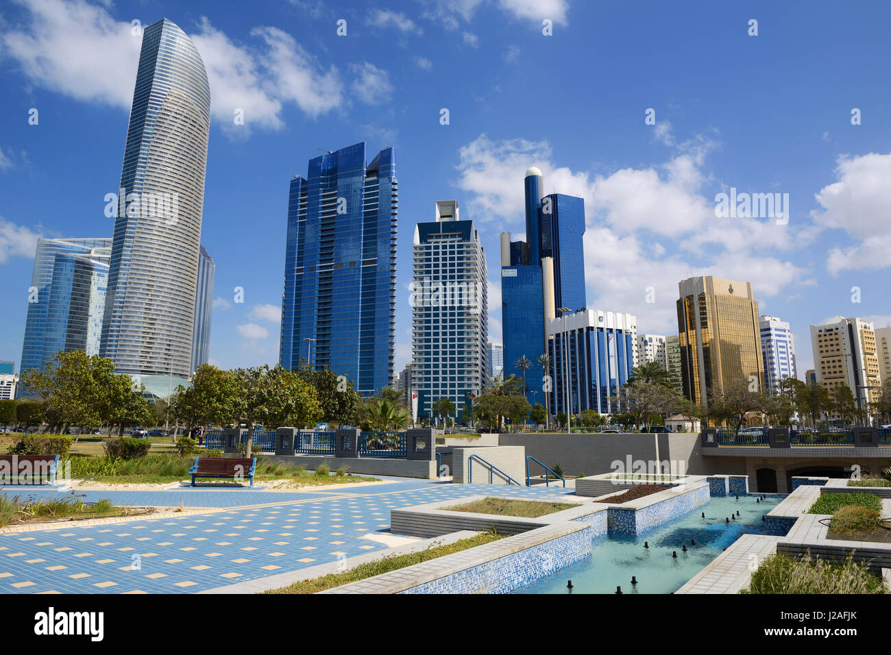 Uferpromenade Corniche in Abu Dhabi, Vereinigte Arabische Emirate, Naher Osten Stockfoto