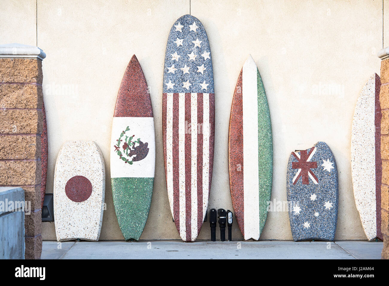 Surfbretter in Huntington Beach, Kalifornien Stockfoto