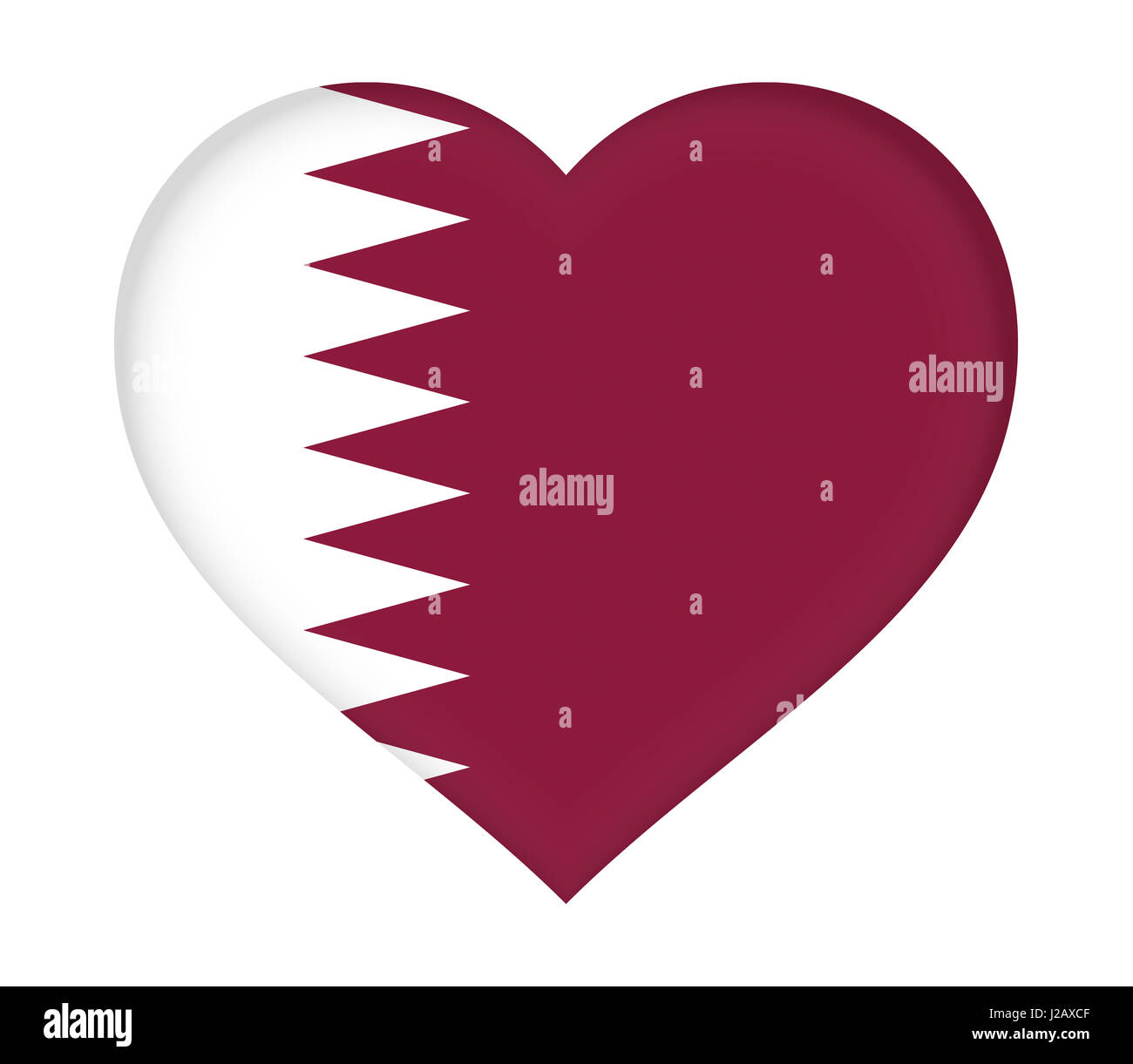 Abbildung der Flagge Katars wie ein Herz geformt. Stockfoto