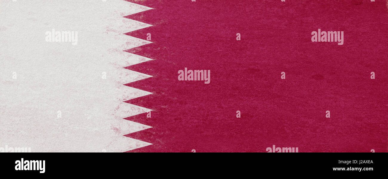 Abbildung der Flagge Katars mit einem Grunge-Look. Stockfoto