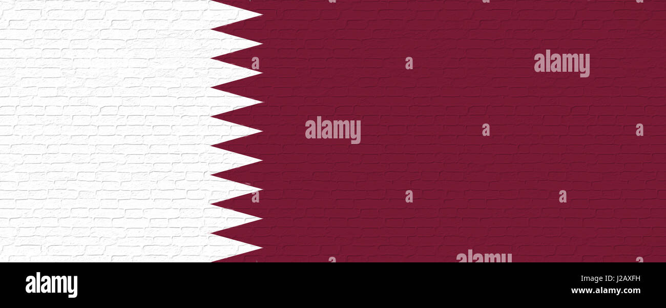Abbildung der Flagge Katars sah aus wie es ist auf die Wand gemalt. Stockfoto