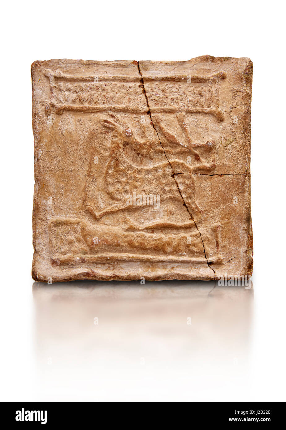 6th-7th Century Byzantinische christliche Terracotta Fliesen mit der Darstellung eines Hirsch - in Byzacen produziert. Das Bardo Museum in Tunis Stockfoto