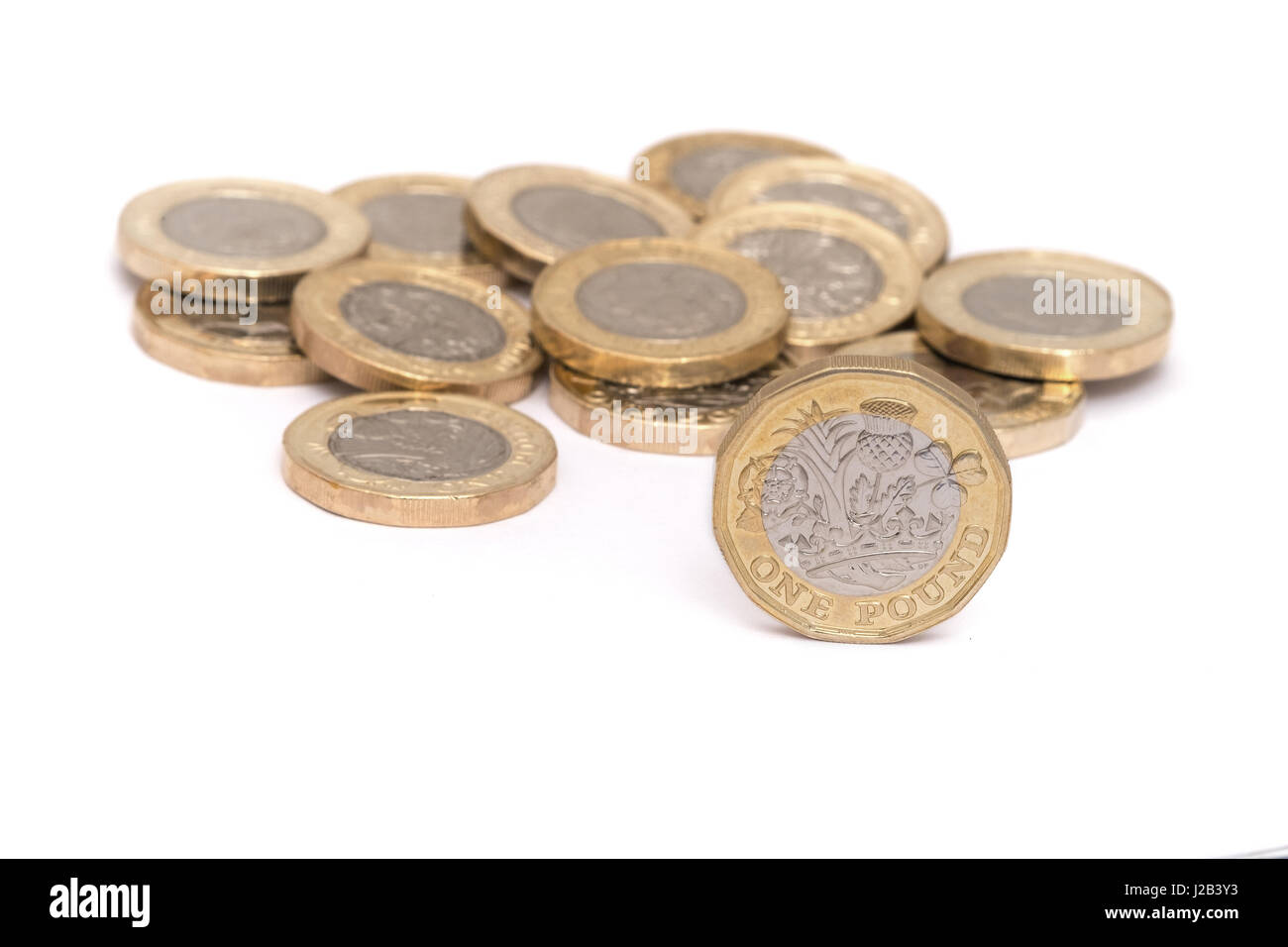 Neue Pfund-Münzen, britisches Geld Stockfoto