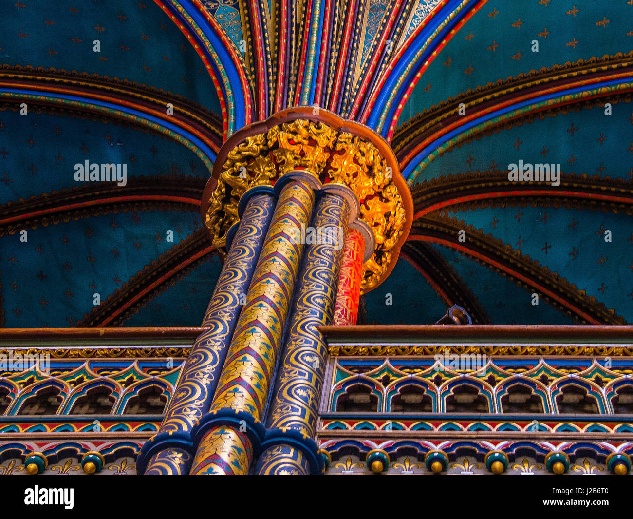 Säule und Dekoration Detail von der Basilique Notre Dame de Montreal Kanada Stockfoto