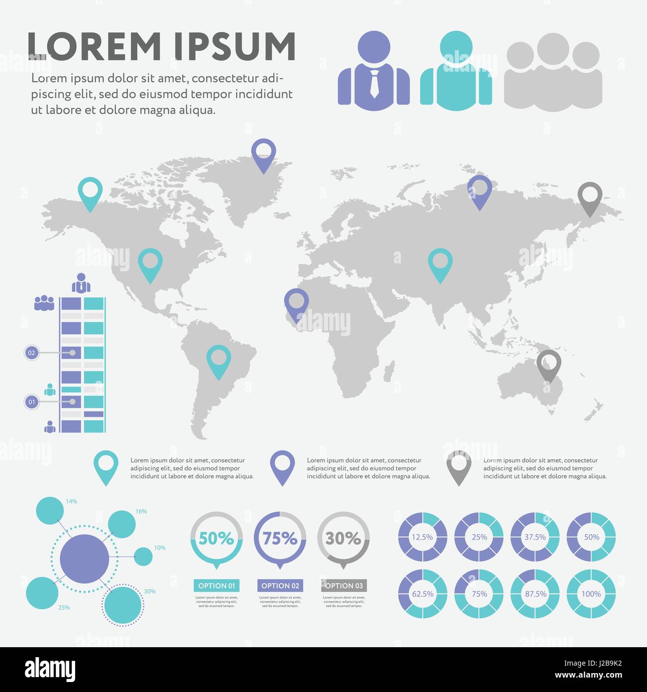 Infografik Geschäftskonzept - Vektor-Set der Infografik Elemente im flachen Design-Stil für Präsentation, Broschüre, Website. Große Reihe von Infografiken. Stock Vektor
