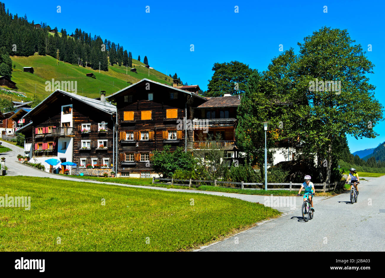 Safien Platz, Safiental, Safien Tal, Surselva, Graubünden, Schweiz Stockfoto