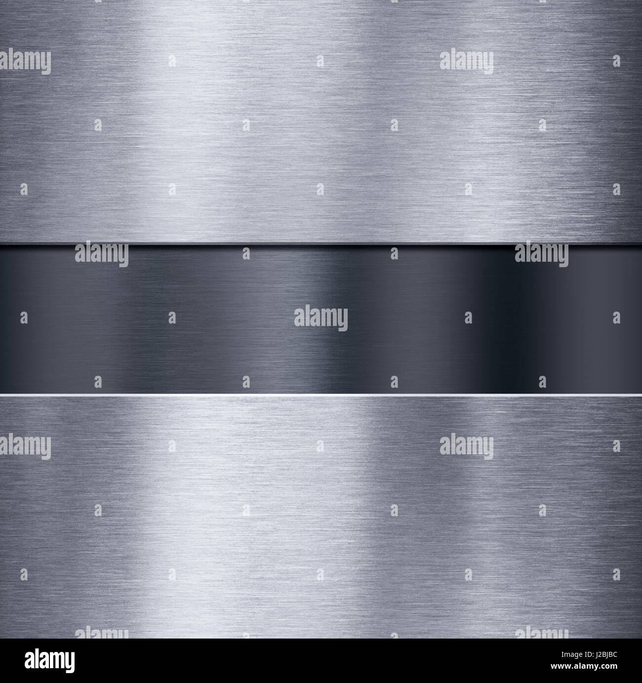 Metallplatten über dunklen gebürsteten metallischen Hintergrund 3d illustration Stockfoto