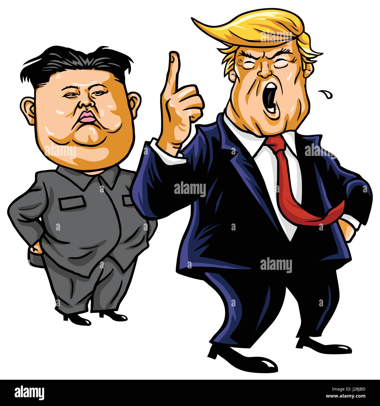 Donald Trump mit Kim Jong-un-Cartoon Vector Stock Vektor
