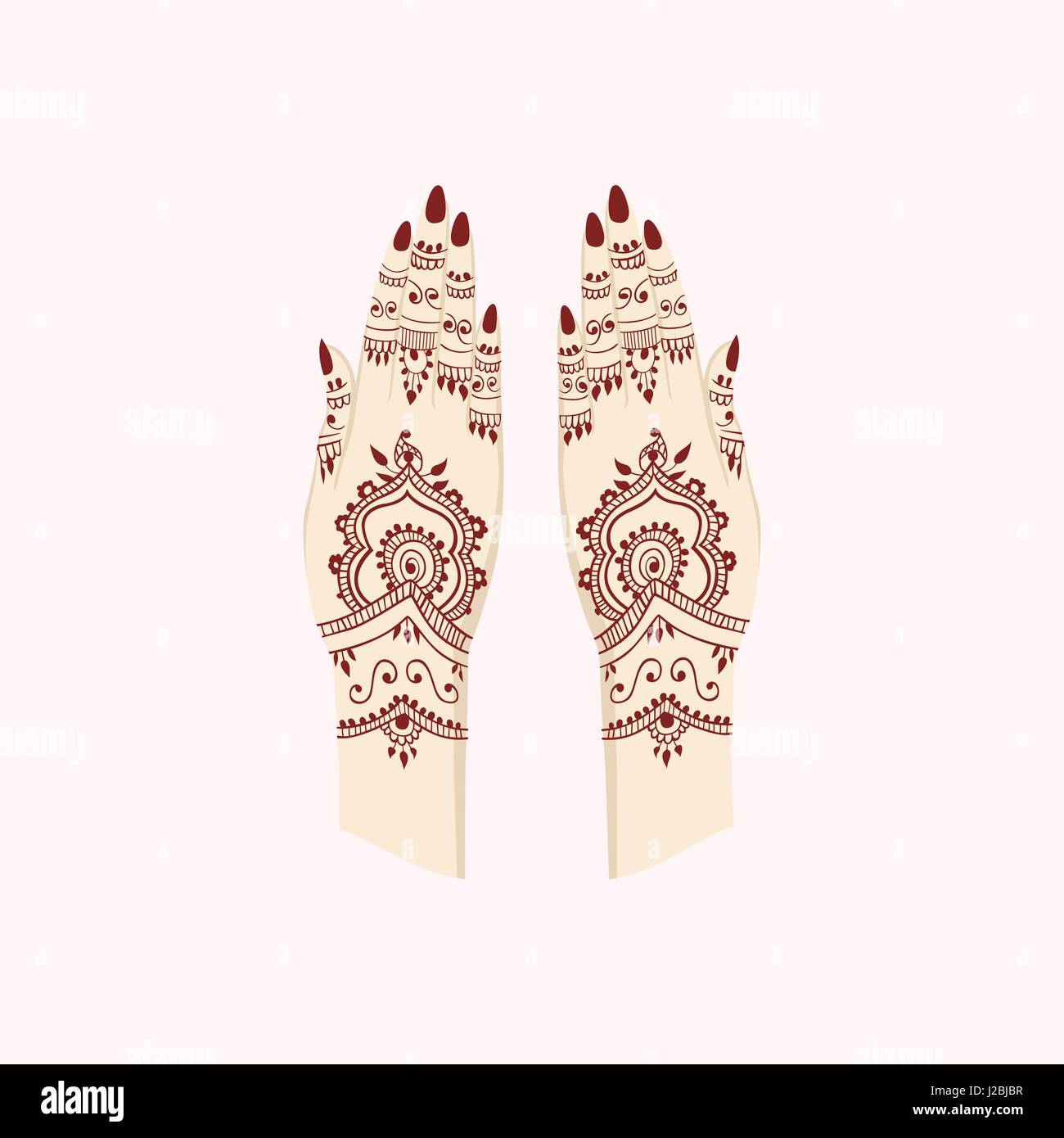 Hände mit Henna Mehendi Mustern. Vektor-Illustration traditionelle Künste Stock Vektor