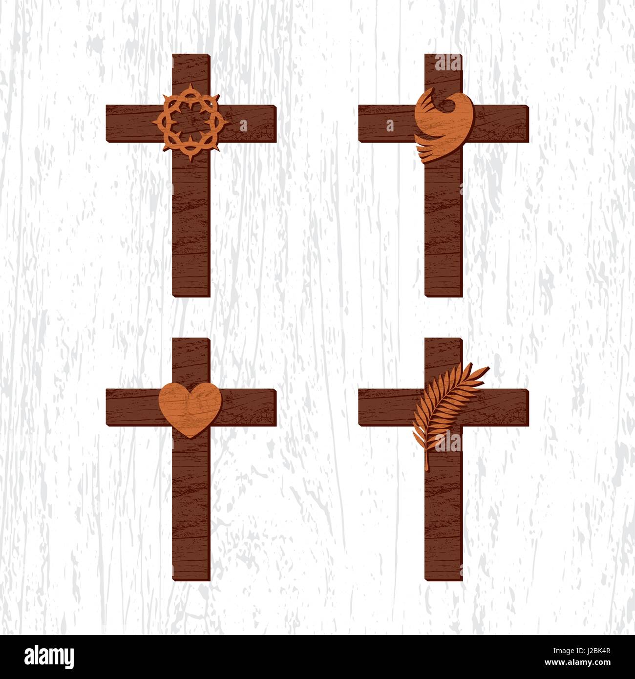 Satz von Kreuze mit christlichen Symbolen Stock Vektor