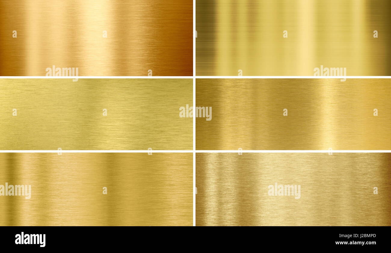 Gold oder Messing gebürstet Metall Texturen Stockfoto
