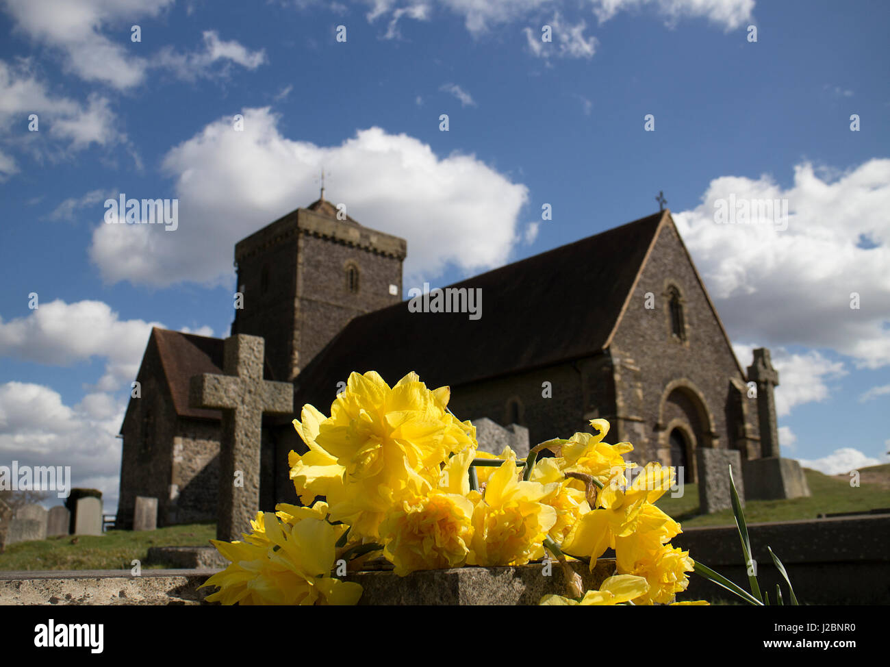 St.Martha Kirche auf St.Martha'a Hügel in der Nähe von Chilworth, Surrey Stockfoto