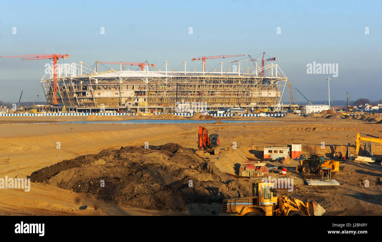 Bau eines Sportstadions, ob'eta, Bau des Stadions Stockfoto