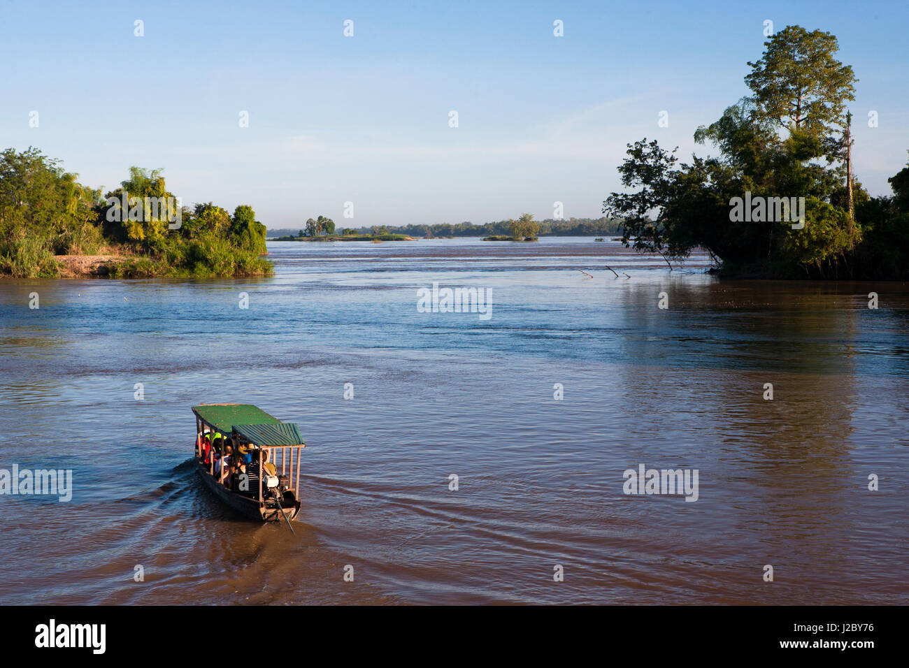 Don Det ist Teil der 4.000 Inseln, die atemberaubende Region an der Südspitze von Laos. Bootstransport ist der einzige Weg um hierher zu kommen. Stockfoto