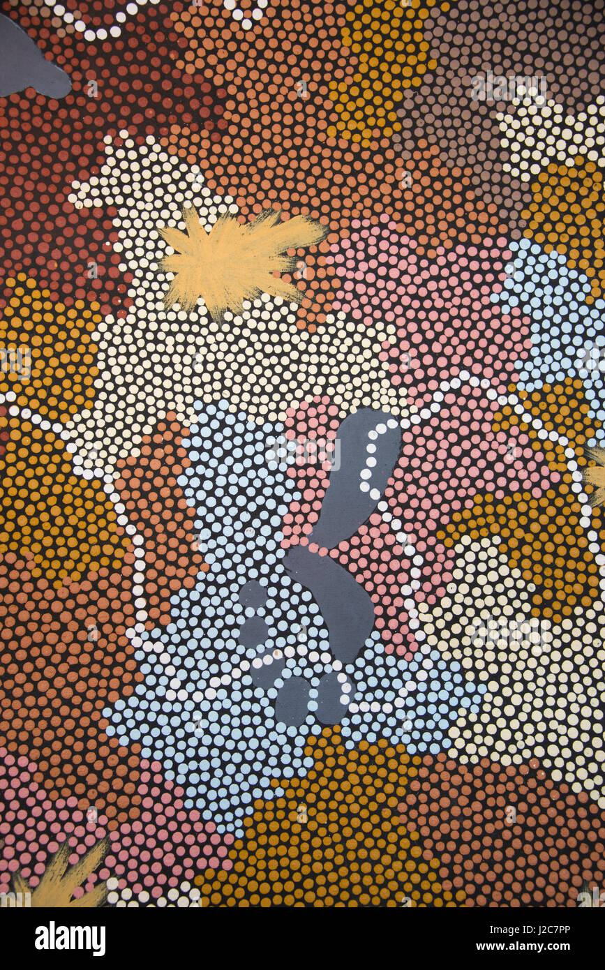 Australien, Alice Springs. Detail der eingeborenen Kunstwerke, Gemälde auf  Leinwand. (Large Format Größen verfügbar Stockfotografie - Alamy