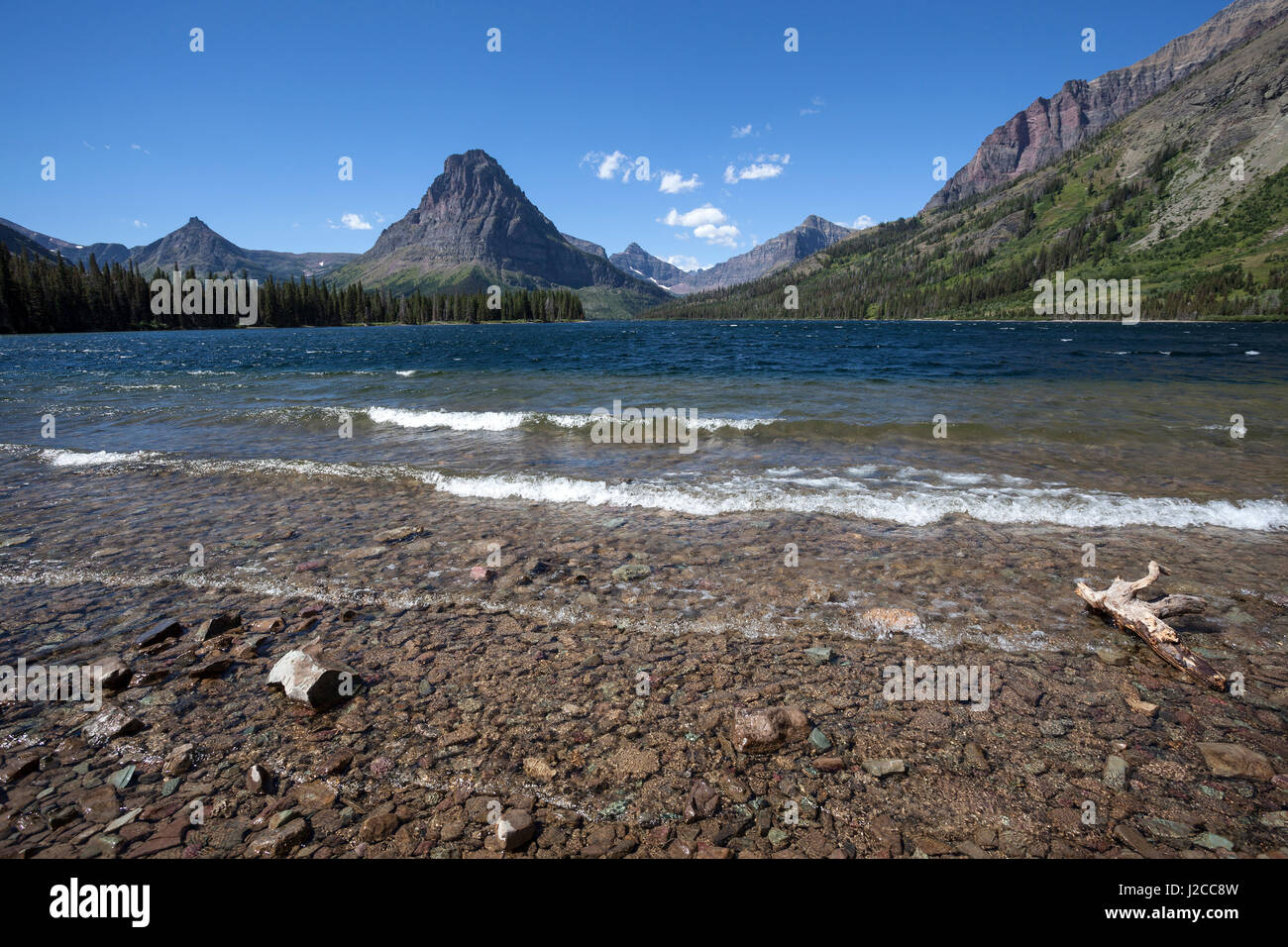 Zwei Medicine Lake vor Sinopah Berg, Glacier National Park, Montana, USA Stockfoto