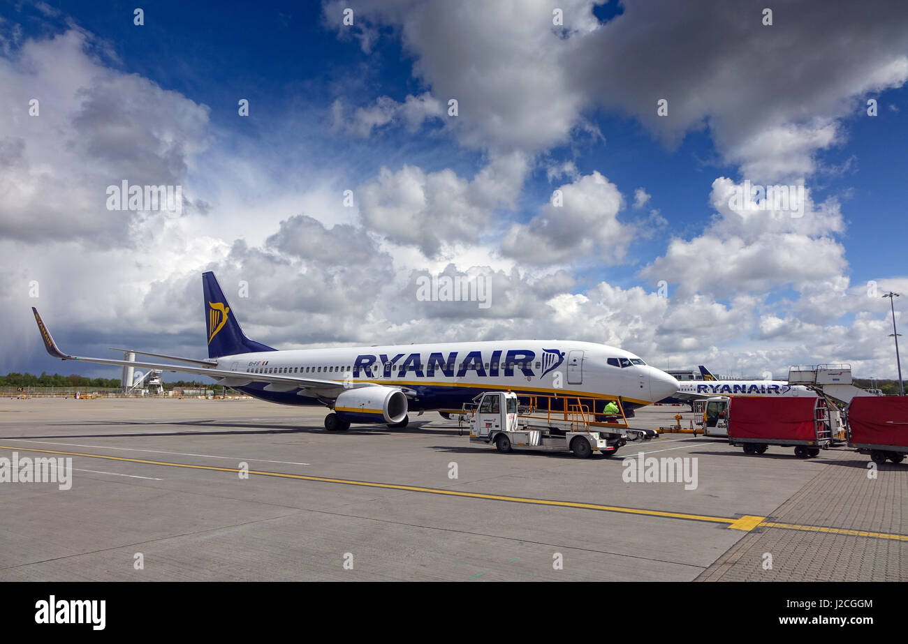 Ryanair Beoing 737 Luft-am Flughafen Stansted Stockfoto