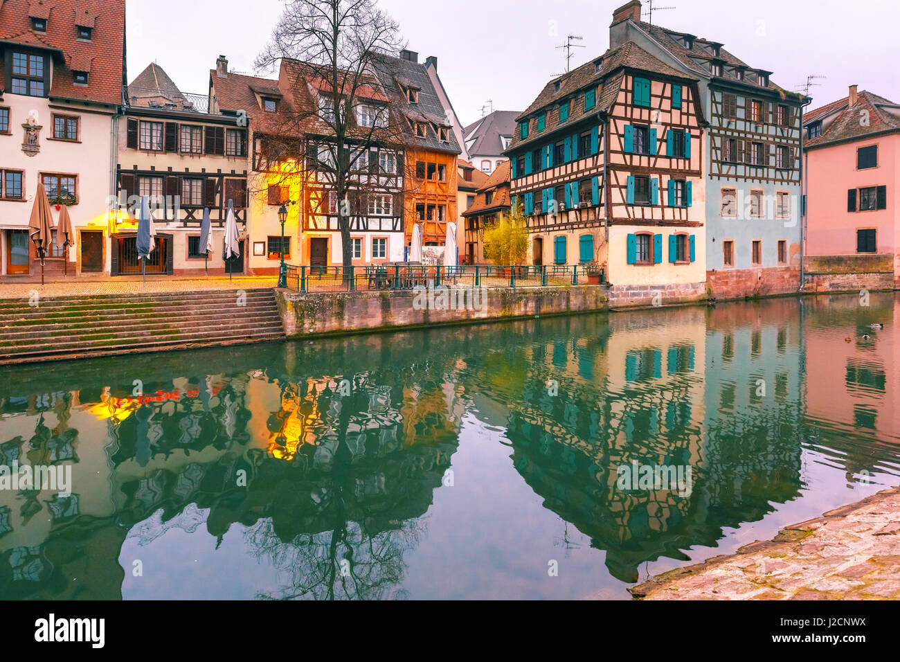 Petite France am Morgen, Straßburg, Elsass Stockfoto