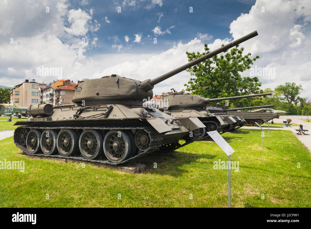 Bulgarien, Sofia, Outdoor Park vom National Museum of Military History, WW2-Ära, russische T-34/85 tank Stockfoto
