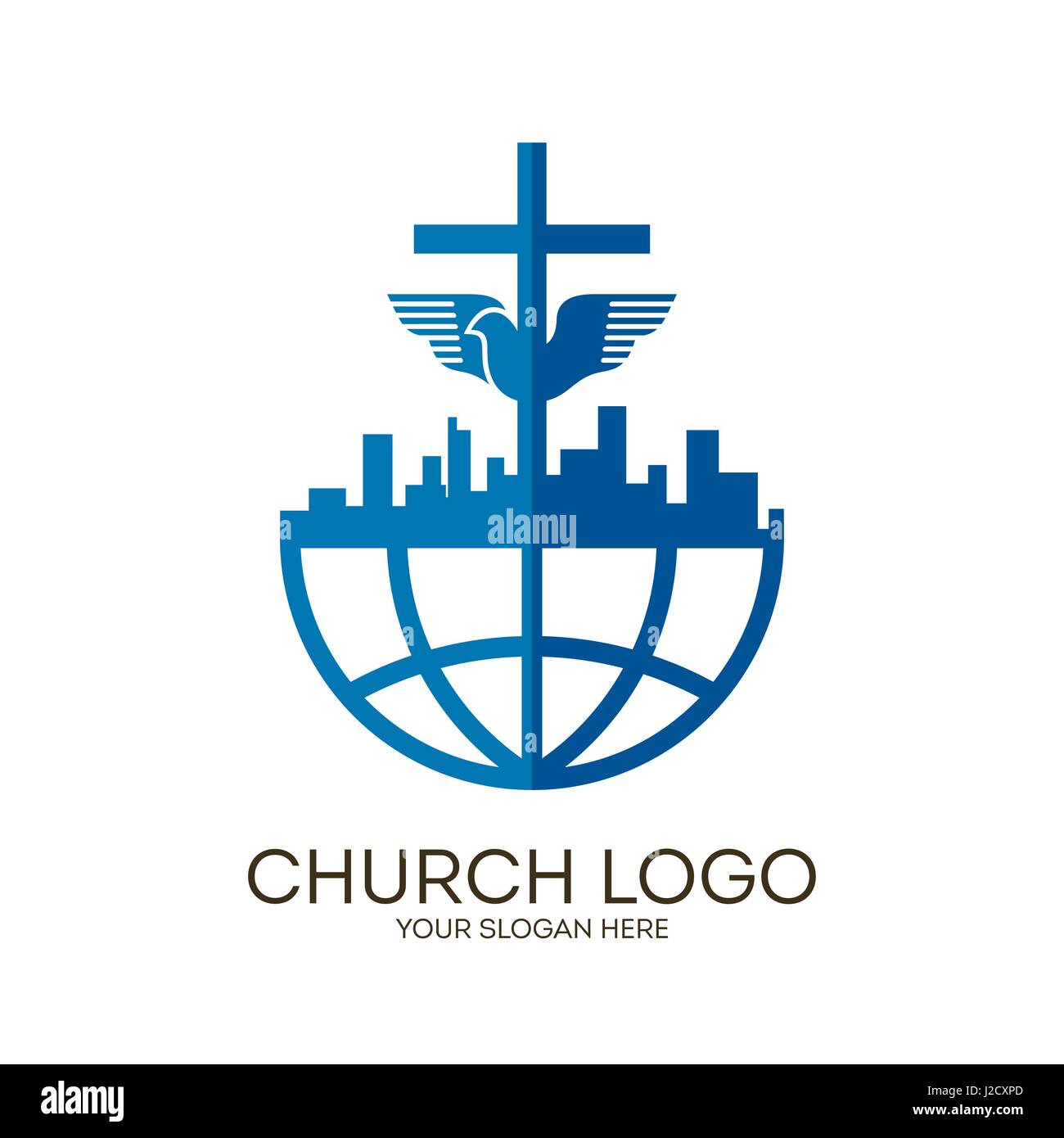 Logo Der Kirche Christliche Symbole Jesu Kreuz Und Taube Der Heilige Geist Stock Vektorgrafik Alamy