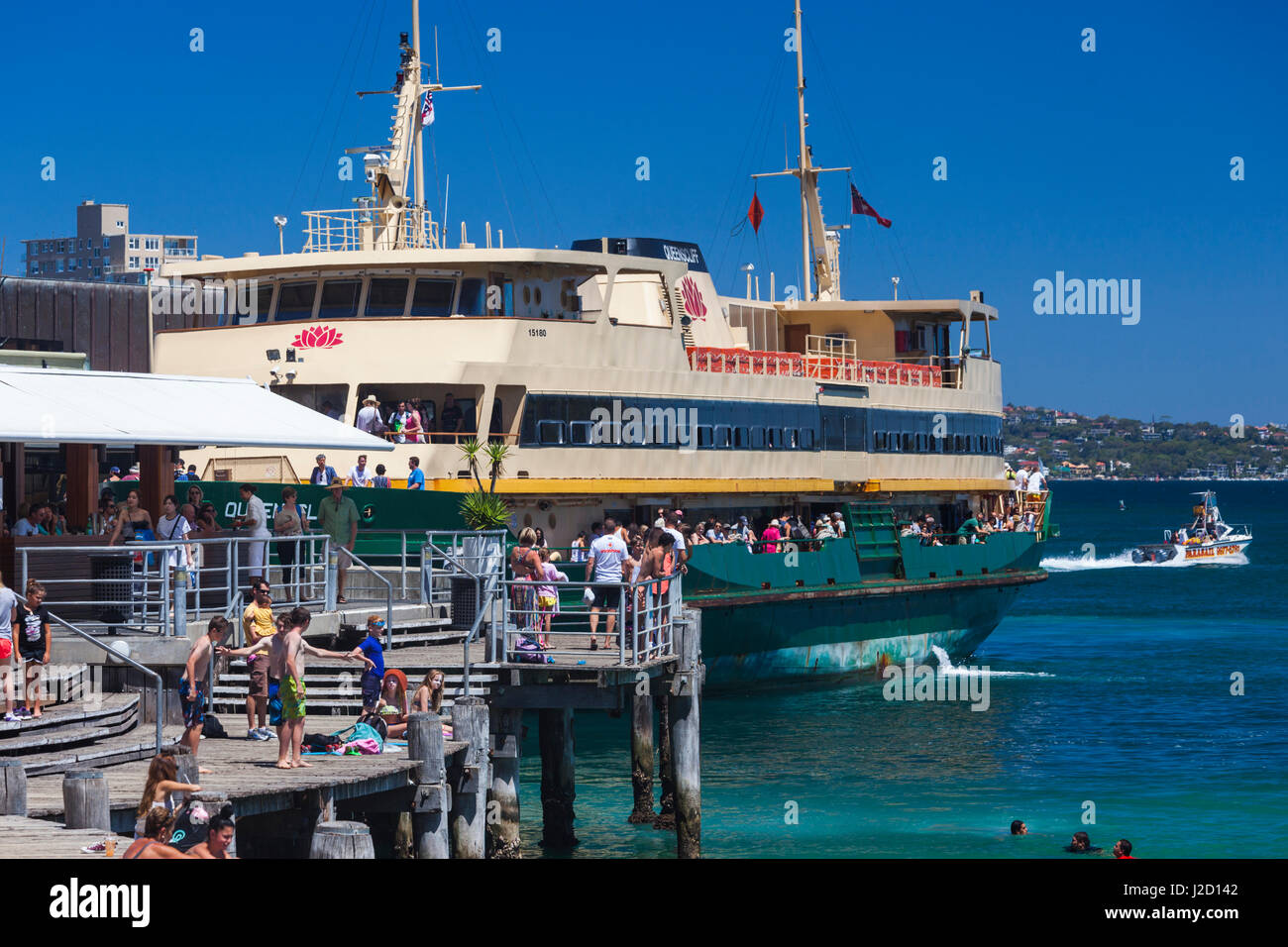 Australien, Sydney, Manly Wharf Bucht und Hafen Fähre Stockfoto